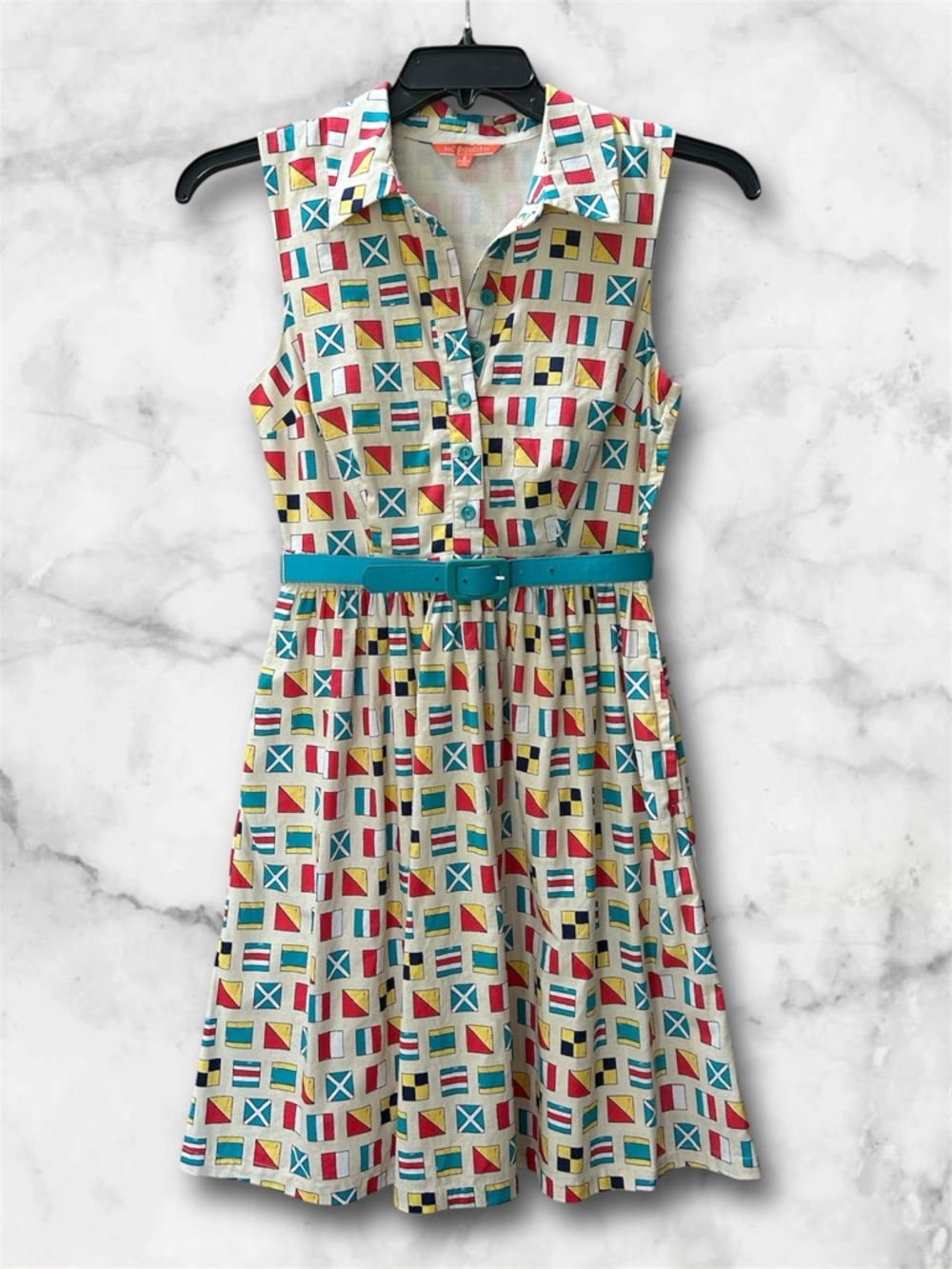 Modcloth Nautical Signal Flag Shirtwaist Dress Size S Coastal Sailing Yacht Club